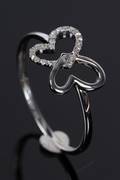 Brillantring, 9 kt.  rhodineret guld, ca. 0,06 ct.
