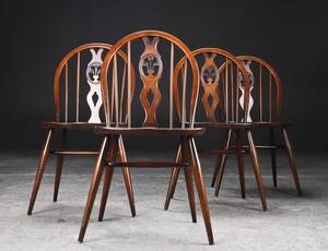 Fire pubstole, bejdset træ 4