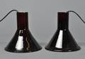 Holmegaard - par PT pendler i auberginefarvet glas - formgiver Michael Bang. 2
