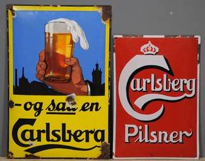 Emaljeskilte -og saa en Carlsberg og Carlsberg Pilsner. 2