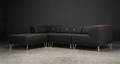 Nomad DOT modulsofa, betrukket med mørkegråt filtuldstof fra italienske Velvetex, forkromede metalben 