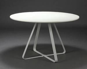 Rundt bord med galvaniseret hvidlakeret stel - Ø120 cm
