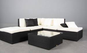 Havemøbler. Loungemøblement i sort polyrattan.