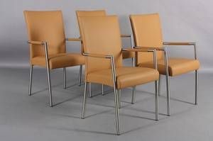 Kristensen  Kristensen. Sæt på fire armstole, læder 4 