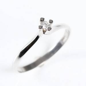 Solitarering, 14 kt hvidguld, brillant 0.05 ct