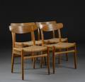 Hans J. Wegner. Fire stole af egetræ med flet, model CH-23 4