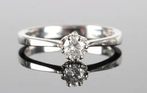 Solitaire ring, 14 kt rhodineret guld, 0.20 ct