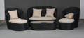 Havemøbler. Loungesæt af sort polyrattan, creme puder 6