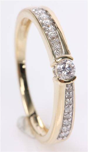 Brillantring, 14 kt. guld, 0.15 ct.