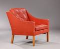 Børge Mogensen. Lænestol, læder, model 2207 