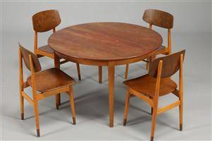 Danske møbelproducenter. Bord med teak plade samt 4 stole. 5.