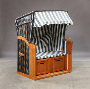 Strandkurv, model Hornbæk blåhvid stribet