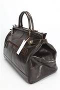 Still Leather Goods Rejsetaske udført i kraftig mørkebrunt læder