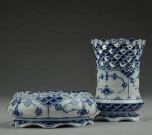 Royal Copenhagen musselmalet helblonde vase og askebæger2