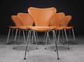 Arne Jacobsen. Sæt på seks stole syveren model 3107 6