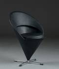 Verner Panton. Kræmmerhusstol  Cone chair, sort læder 