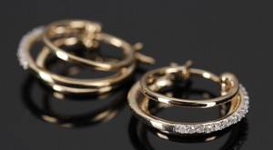 Øreringe, Creoler, 9 kt guld, 0.25 ct