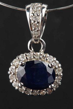 Safir- og diamantvedhæng 