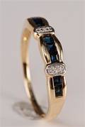 Safir- og diamant ring 