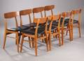Dansk møbelproducent. Otte spisestuestole, teak og bøg 8