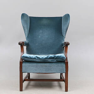 ÖRONLAPPSFÅTÖLJ, plysch, 1900-tal.