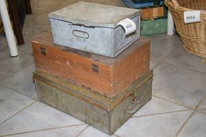 Förvaringslådor i plåtträ, 3 st