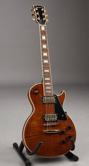 Elguitar, Bryan Watts, LP-style, mørk flametop.