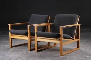 Børge Mogensen. Par lænestole af egetræ, model 2256 2
