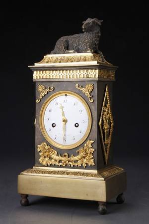 Louis Philippe kaminur af forgyldt og patineret bronze, ca. 1840