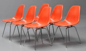 Charles Eames. Skalstole, model DSS. Orange glasfiber 6