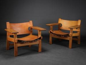 Børge Mogensen. Par lænestole - den spanske stol af egetræ, model 2226 2 