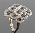 Black diamond ring in gold approx. 0.60ct