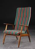 Højrygget lænestol med stel af eg, 1950´erne 