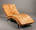 Daybed betrukket med brun læder