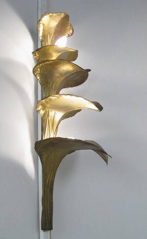 Florale Wandleuchte der 1970er Jahre, Maison Charles zugeschrieben