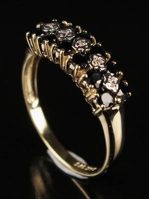 Safir- og diamantring 