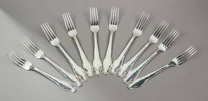 Frijsenborg ti gafler af sølv. 10
