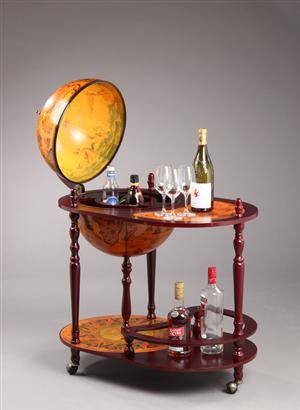 Barglob. barskåp i form av jordglob