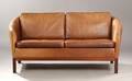 Dansk møbelproducent. To-pers sofa, læder, Rio palisander