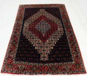 Handknuten äkta matta, Sanandaj, 195x120 cm