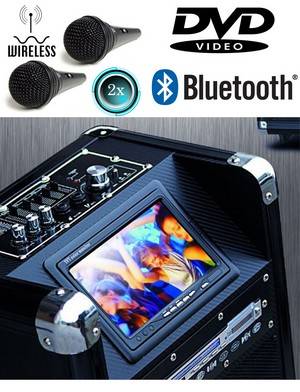 Ny model. Stor luxus trolley digital højttaler m DVD skærm og trådløs mikrofon .