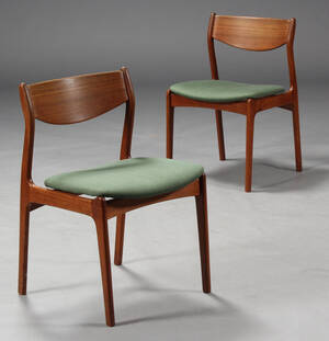 Dansk møbelproducent. Par spisestole, teaktræ 2