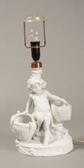 Bordlampe, bisquit, 1900-tallet. 