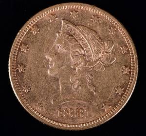 USA. 10 dollars guldmønt 1881