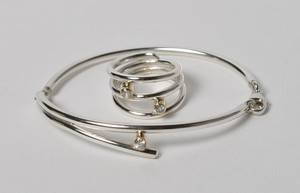Smykkesæt - armring samt ring af sterling sølv. Rander sølv