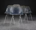 Charles Eames. Sæt på fire skalstole, model DSX 4 