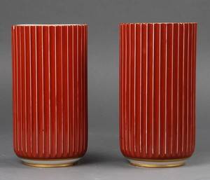 Lyngby Porcelæn. To Vaser, Bordeaux 2
