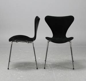 Arne Jacobsen, stolar 3107 Sjuan, mocka, ett par