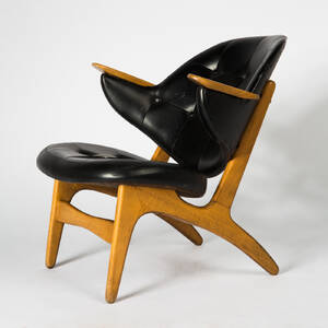Armlehnsessel, dänisches Design, Holz  Kunstleder