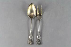 Gaffel och sked i silver